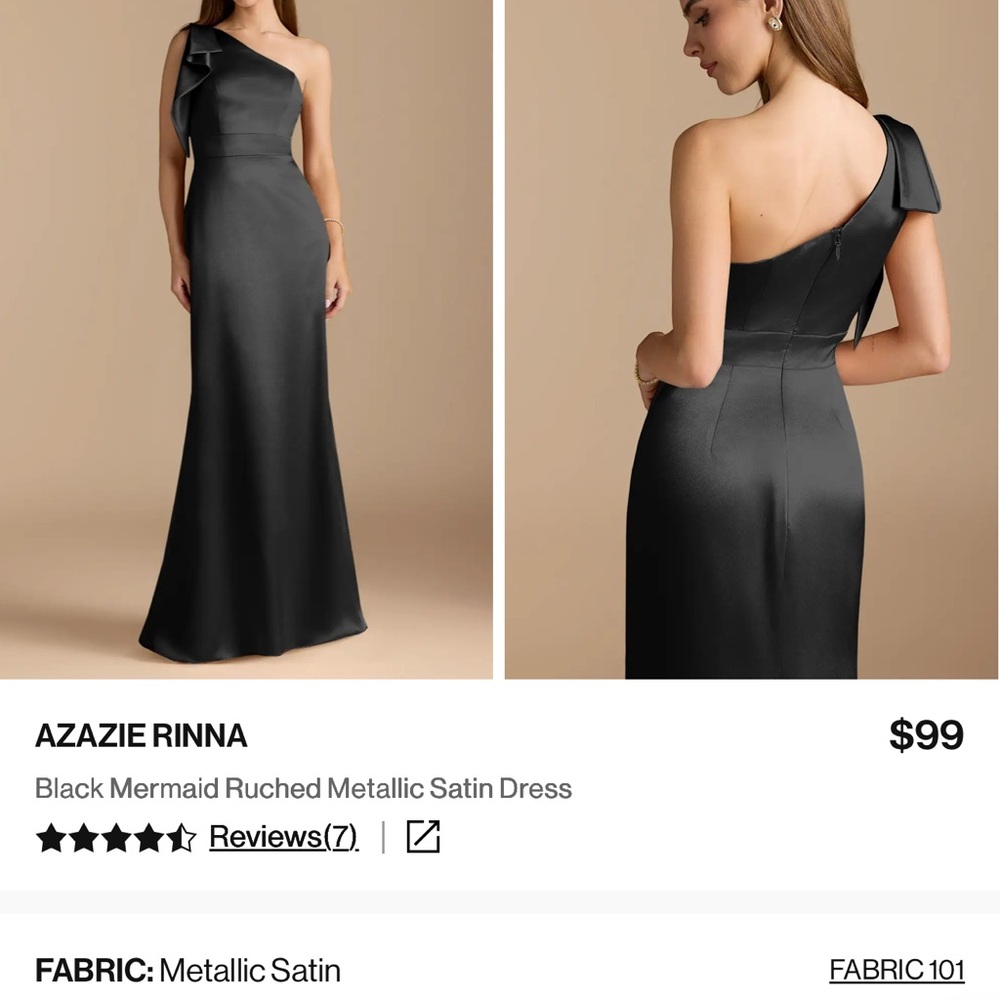 Azazie Rinna Elegant Black One-Shoulder Gown